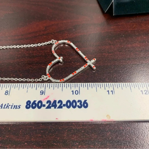 Avon sparkling holiday pendant necklace candy cane silvertone 21” NIB - Picture 2 of 6